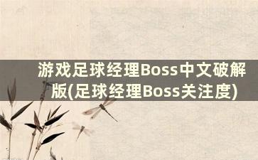 游戏足球经理Boss中文破解版(足球经理Boss关注度)