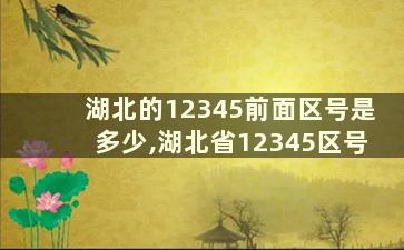 湖北的12345前面区号是多少,湖北省12345区号