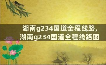 湖南g234国道全程线路,湖南g234国道全程线路图