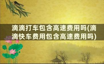 滴滴打车包含高速费用吗(滴滴快车费用包含高速费用吗)