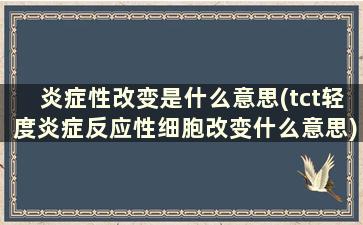 炎症性改变是什么意思(tct轻度炎症反应性细胞改变什么意思)