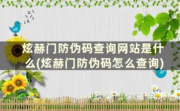 炫赫门防伪码查询网站是什么(炫赫门防伪码怎么查询)