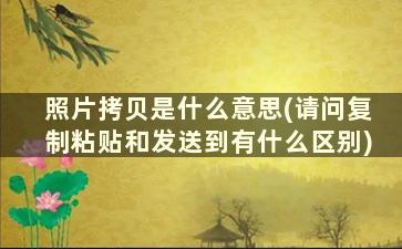 照片拷贝是什么意思(请问复制粘贴和发送到有什么区别)