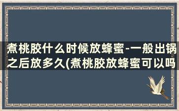 煮桃胶什么时候放蜂蜜-一般出锅之后放多久(煮桃胶放蜂蜜可以吗)