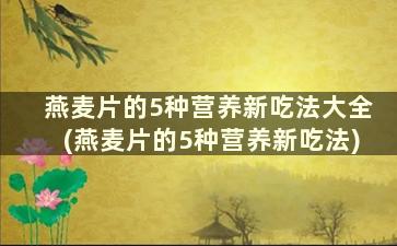 燕麦片的5种营养新吃法大全(燕麦片的5种营养新吃法)