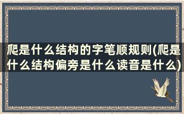 爬是什么结构的字笔顺规则(爬是什么结构偏旁是什么读音是什么)