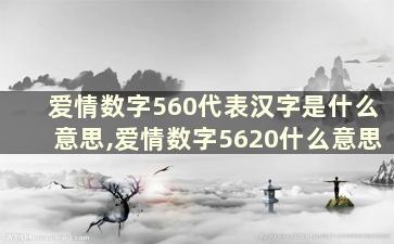 爱情数字560代表汉字是什么意思,爱情数字5620什么意思