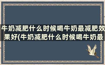 牛奶减肥什么时候喝牛奶最减肥效果好(牛奶减肥什么时候喝牛奶最减肥最快)