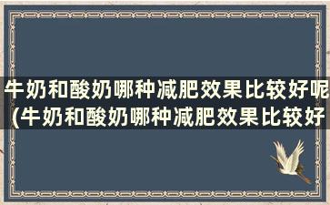 牛奶和酸奶哪种减肥效果比较好呢(牛奶和酸奶哪种减肥效果比较好些)