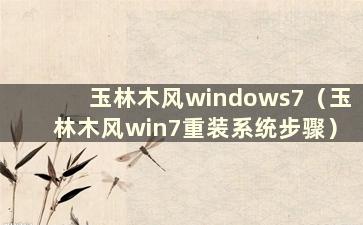 玉林木风windows7（玉林木风win7重装系统步骤）