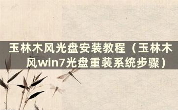 玉林木风光盘安装教程（玉林木风win7光盘重装系统步骤）