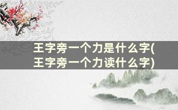 王字旁一个力是什么字(王字旁一个力读什么字)