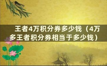 王者4万积分券多少钱（4万多王者积分券相当于多少钱）