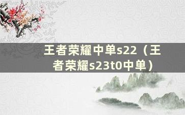 王者荣耀中单s22（王者荣耀s23t0中单）