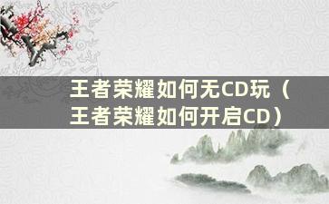 王者荣耀如何无CD玩（王者荣耀如何开启CD）