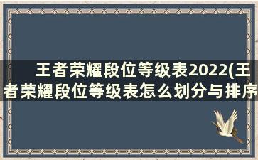 王者荣耀段位等级表2022(王者荣耀段位等级表怎么划分与排序)