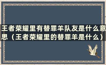 王者荣耀里有替罪羊队友是什么意思（王者荣耀里的替罪羊是什么）