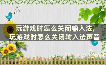 玩游戏时怎么关闭输入法,玩游戏时怎么关闭输入法声音