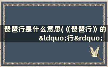 琵琶行是什么意思(《琵琶行》的“行”是什么意思)