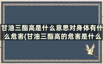 甘油三酯高是什么意思对身体有什么危害(甘油三酯高的危害是什么)