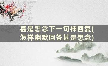 甚是想念下一句神回复(怎样幽默回答甚是想念)