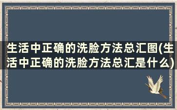 生活中正确的洗脸方法总汇图(生活中正确的洗脸方法总汇是什么)