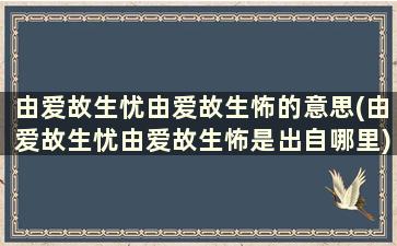 由爱故生忧由爱故生怖的意思(由爱故生忧由爱故生怖是出自哪里)