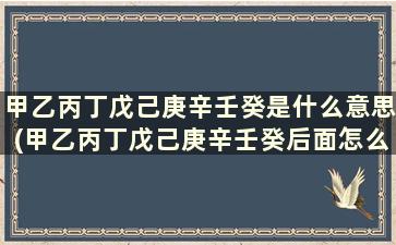 甲乙丙丁戊己庚辛壬癸是什么意思(甲乙丙丁戊己庚辛壬癸后面怎么读)