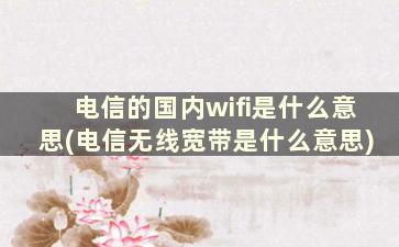 电信的国内wifi是什么意思(电信无线宽带是什么意思)