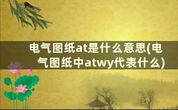 电气图纸at是什么意思(电气图纸中atwy代表什么)