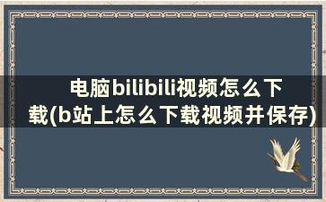 电脑bilibili视频怎么下载(b站上怎么下载视频并保存)