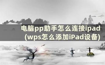 电脑pp助手怎么连接ipad(wps怎么添加iPad设备)