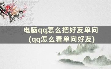 电脑qq怎么把好友单向(qq怎么看单向好友)