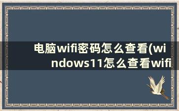 电脑wifi密码怎么查看(windows11怎么查看wifi密码)