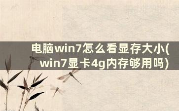 电脑win7怎么看显存大小(win7显卡4g内存够用吗)