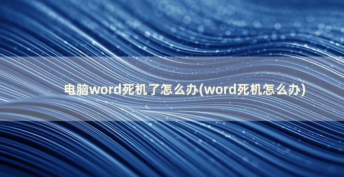 电脑word死机了怎么办(word死机怎么办)