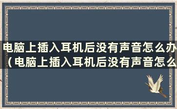 电脑上插入耳机后没有声音怎么办（电脑上插入耳机后没有声音怎么办）