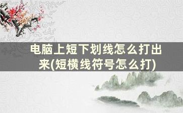 电脑上短下划线怎么打出来(短横线符号怎么打)