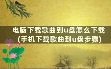 电脑下载歌曲到u盘怎么下载(手机下载歌曲到u盘步骤)