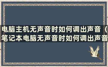 电脑主机无声音时如何调出声音（笔记本电脑无声音时如何调出声音）