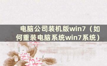 电脑公司装机版win7（如何重装电脑系统win7系统）