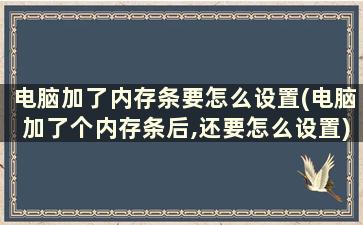 电脑加了内存条要怎么设置(电脑加了个内存条后,还要怎么设置)