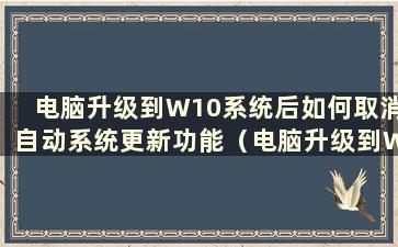 电脑升级到W10系统后如何取消自动系统更新功能（电脑升级到W10系统后如何取消自动系统更新设置）