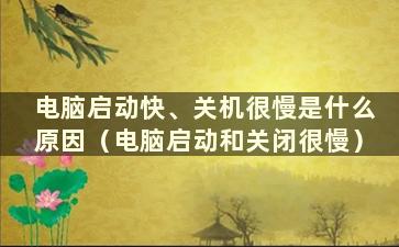 电脑启动快、关机很慢是什么原因（电脑启动和关闭很慢）