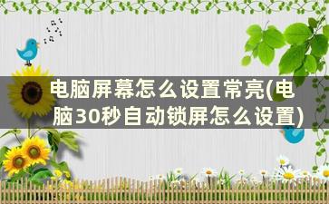 电脑屏幕怎么设置常亮(电脑30秒自动锁屏怎么设置)