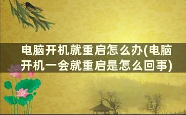 电脑开机就重启怎么办(电脑开机一会就重启是怎么回事)