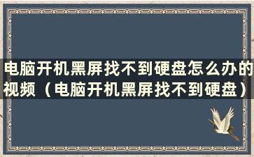 电脑开机黑屏找不到硬盘怎么办的视频（电脑开机黑屏找不到硬盘）