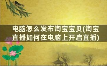 电脑怎么发布淘宝宝贝(淘宝直播如何在电脑上开启直播)