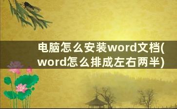 电脑怎么安装word文档(word怎么排成左右两半)