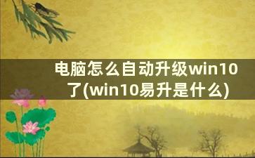 电脑怎么自动升级win10了(win10易升是什么)